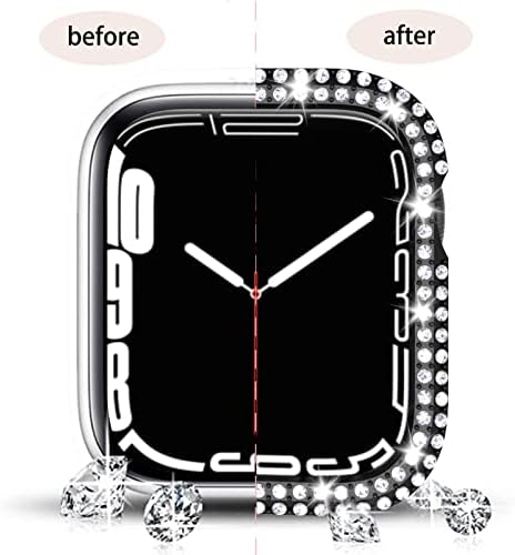 2 מארזים מקרים של Bling Diamond Diamond Crysond התואמים ל- Apple Watch 7 45 ממ, כיסוי מגן אנטי-סקרטני