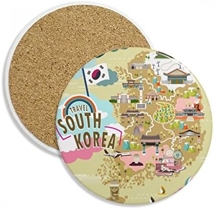 מפת דרום קוריאה אהבה רכבת נסיעות ספל ספל שולחן הגנה מפני אבן סופגת