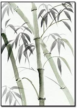 צמח ירוק בד ציור במבוק סטלה הסיני קישוט קיר אמנות ציור שמן, 1, 10 על 15 סמ ללא מסגרת
