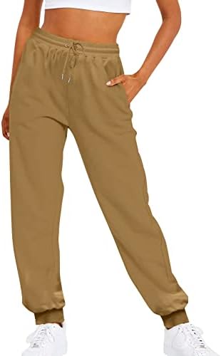 מכנסי טרניעה רחבים אויומוב לנשים, מכנסי טרנינג אלסטיים גבוהים מותניים רופפים מכנסי אימון ספורט