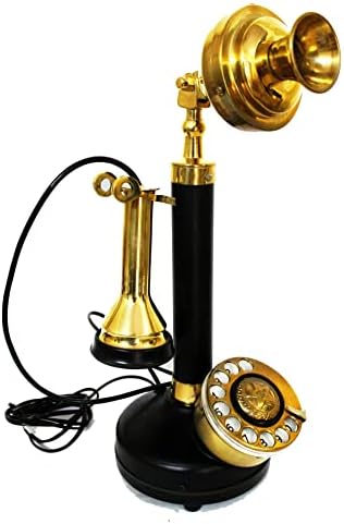 טלפון פליז פליז מוזהב ושחור בעבודת יד קישוטי משרד ביתי מתנה עתיקה