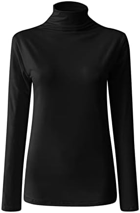 נשים של בסיס חולצות 2022 חורף רופף מתאים טרנדי מקרית גבוהה צוואר אלסטי מוצק חולצות גבירותיי אלגנטי ארוך שרוול חולצות