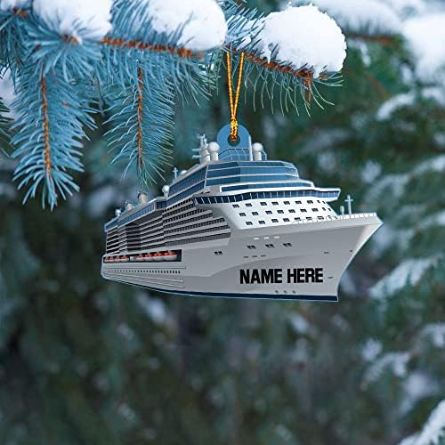 שם מותאם אישית ספינת שייט ספינה מנוע מתנה לחובב ים קישוט עץ חג המולד עיצוב עיצוב קליל פלסטי