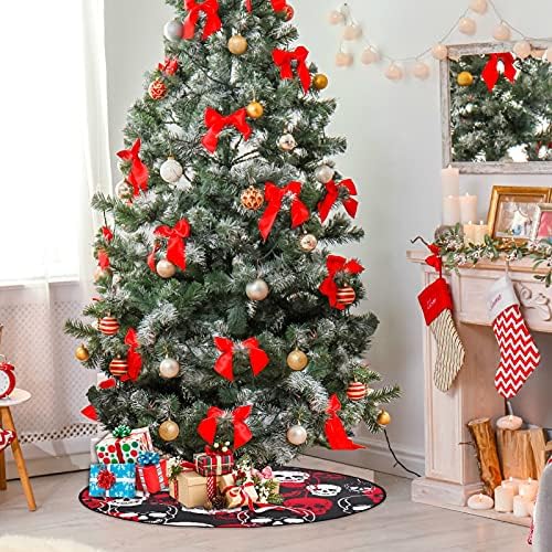 מחצלת עץ חג המולד Visesunny אדום ולבן גולגולת עץ עץ מחצלת מגן רצפה סופג עץ עץ מחצלת מגש להגנה על רצפה סתיו