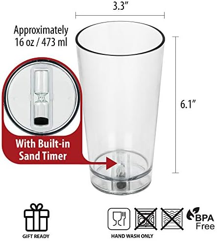 ברבוצו חול טיימר ליטר זכוכית-16 עוז כוס בירה פלסטיק עם שעה זכוכית חול טיימר