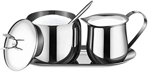 קערת קרם וקערת סוכר מכניסים מפלדת אל חלד כוס חלב כוס קרם וקערת סוכר עם מגש כף מכסה לקפה הגשת חלב