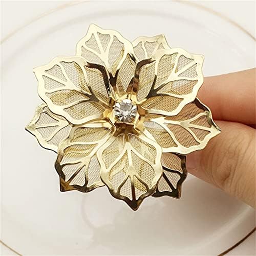 Ganfanren 10 יחידות עיצוב פרחים מפיות מפיות טבעות מתכת זהב אבזם מפית מפית מפית טבעת מלון מסעדת מסעדת חתונה