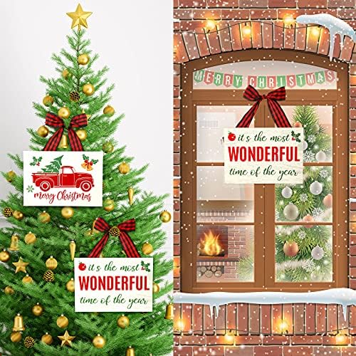 2 חלקים לחג המולד שלטי עיצוב קיר שלטי עץ תלויים שלט עץ חג מולד שמח זה התקופה הנפלאה ביותר של השנה שלט