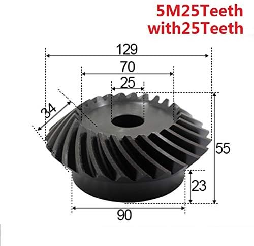 2 יחידות 1: 1 פוע הילוך 5 מודולוס 25 שיניים + 25 שיניים פנימי חור 25 ממ 90 תואר כונן החלפת פחמן פלדה