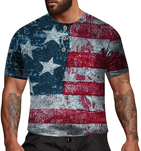 קיץ גברים חולצות אימון גברים של אמריקאי דגל פטריוטית קצר שרוול עצמאות יום חולצה חולצות גברים של ארוך