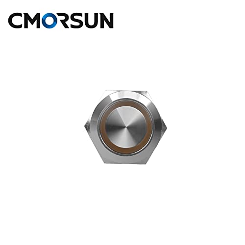 CMORSUN 19 ממ כפתור כפתור מתג 12V 3A LED IP65 אטום למים נירוסטה נירוסטה כניסה עצמית נופלת מתג רגעי טבעת