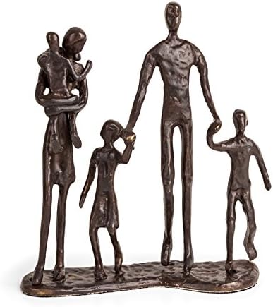 Danya B. Family של חמש חול פסל מתכת יצוק בגימור ברונזה יפהפה מרופד בתחתית עם Velveteen, מתנה לעיצוב