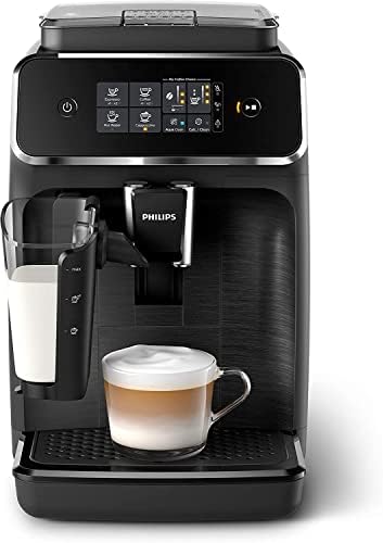 פיליפס 2200 סדרת באופן מלא אוטומטי אספרסו מכונת-לאטגו חלב מקציף, 3 קפה זנים, אינטואיטיבי מגע תצוגה,