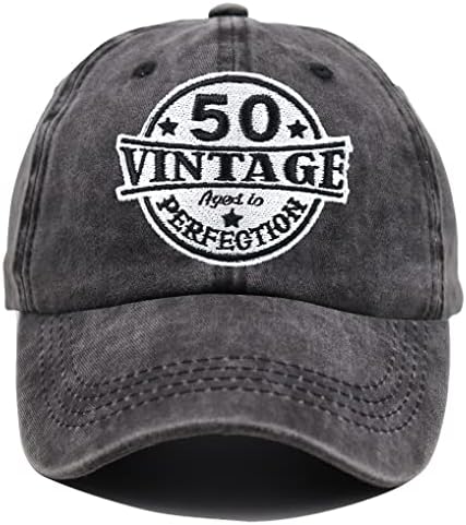מתנות יום הולדת 50 לנשים גברים, כובע וינטג ' 1972 מיושן לשלמות, כובע בייסבול רקום מתכוונן בן 50