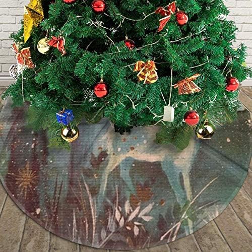 Lveshop צבאים מסתוריים איילים חג המולד חצאית עץ חג המולד יוקרה עגול מקורה מחצלת חיצונית כפרי חג המולד עץ עץ