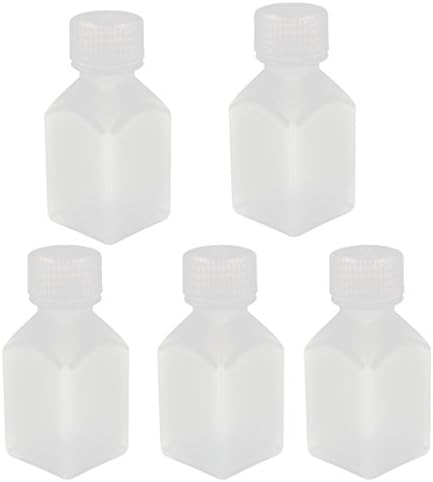 AEXIT 5 PCS בקבוקי צנצנות 50 מל מרובע מפלסטיק רחב פה רחב כימי מדגם כימי מגיב מגיב לבקבוקי בקבוקים