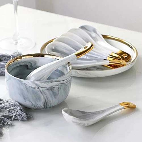 צלחות קרמיקה של שיש WPYYI צלחת אוכל שיבוץ זהב צלחת אוכל בסגנון נורדי קערת שולחן קערה ארוחת ערב לקינוח