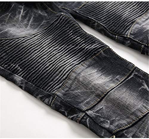 אנגונגניוול הרסו גברים הרסו רזים מתאימים למכנסי ג'ינס ישר מכנסי מכנסיים במצוקה עם כיס רוכסן