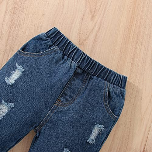 Jopgeey פעוט ילדות תלבושות לתינוקות ג'ינס ג'ינס בגדי חורף 2 יחידות שרוול ארוך חולצה פרועה עלייה מכנסי ג'ינס