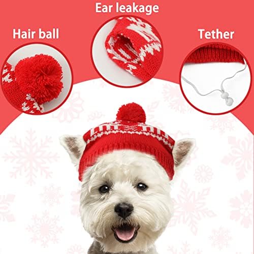 כובע חג מולד של שריפט כלב, תחפושת חג מולד כלב חמוד, כלב חם בחורף צעיף חג מולד וכובע לכלבים קטנים, S