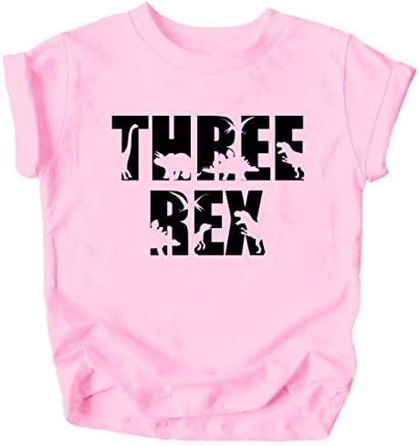 מודגש שלושה רקס דינוזאורים 3 יום הולדת חולצות וראגלנים עבור תינוק בנות ובני שלישי יום הולדת תלבושת