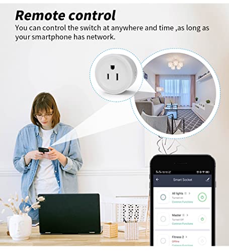 Plug Mini Smart - Wi -Fi Electric Outlet עם Alexa, Echo, עוזר הבית של גוגל, שיתוף קבוצתי וקול/שלט רחוק, מגן