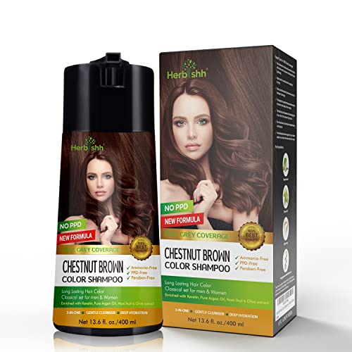 משולבת Herbishh C3 עם שמפו צבע שיער ערמונים חום 400 מל + שמן ארגן 30 מל ומסכת שיער 150 גרם - שמפו צבע שיער