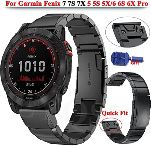 FKIMKF רצועת שעון מתכתית עבור Garmin Fenix ​​7 7S 7X 5X 5 6X 6PRO 3HR EasyFit מהיר שחרור מהיר