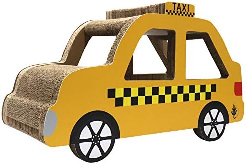 חתול מטורף רוכב מונית צהובה מונית אקס-אל 3-די חתול מגרד. כיף צבעוני עיצובים עם מרובה לחתוך פתחים. עשוי מחומר