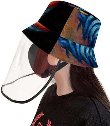 כובע מגן למבוגרים עם מגן פנים, כובע דייג כובע אנטי שמש, פרח וינטג 'סתיו פרפר