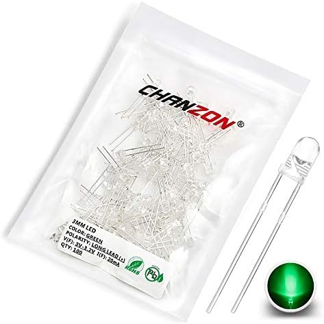 Chanzon 100 PCS 3 ממ אורות LED ירוקים נורות תאורה בהירה מנורות נורה רכיבי אלקטרוניקה מחוון דיודות