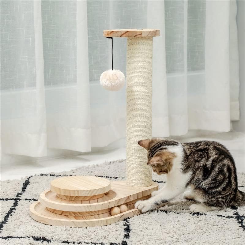 Walnuta אינטראקטיבי צעצוע חתול עץ שכבה כפולה סיבוב מסלול חכם כדור חתול עמוד מגרד עם צעצועים אינטראקטיביים