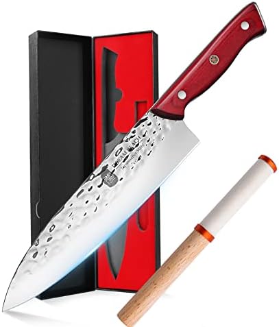 10 שף סכין יפני, 12 אינץ מקצועי מטבח בישול שף של סכין חד כתער מזויף גבוהה פחמן נירוסטה סכין עבור