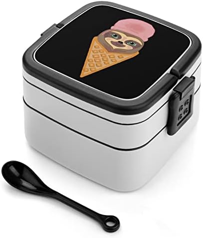 קופסת בנטו גלידה בנטו שכבה כפולה מיכל ארוחת צהריים הניתנת לערימה עם כף לטיולי פיקניק עבודות פיקניק