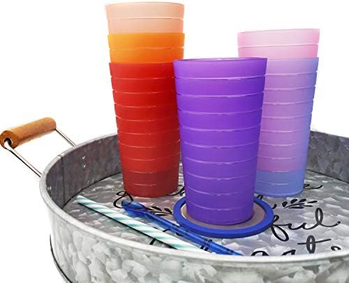 כוסות פלסטיק 22 אונקיות/כוסות שתייה/כוסות מסיבה/כוסות תה קר, סט של 12 צבעים / בלתי שביר, בטוח