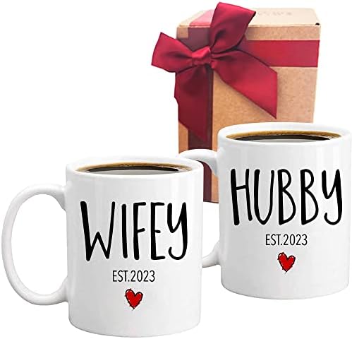 אסט 2023 בעל אשתו ספל מתנה, הבעל אשתו ספל מתנה לחתונה, ייחודי חתונה מתנה לזוג, 2023 אירוסין ספל מתנה