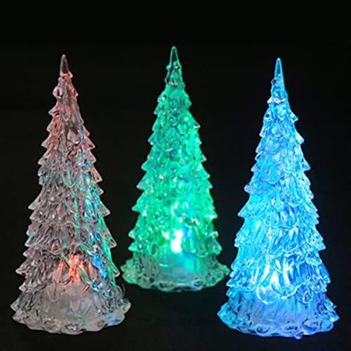 Hevirgo 1/2/3/5 PCS מיני עץ חג מולד מואר עץ LED צבעוני LED שולחן אקרילי לילה אור חג המולד עץ