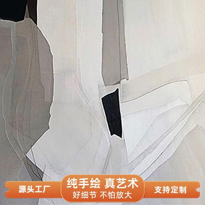 יד-צבוע שמן ציור מודרני מינימליסטי שחור ולבן דקורטיבי ציור מופשט מרפסת מרקם תליית ציור רצפת דגם ספת
