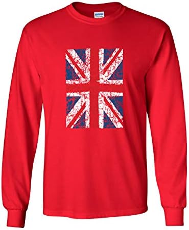 יוניון ג'ק חולצת טריקו שרוול ארוך בריטניה טי דגל בריטי במצוקה