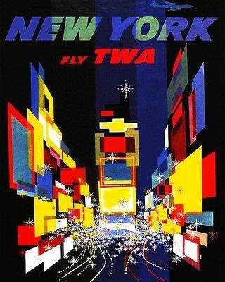 1957 ניו יורק - טוס טי-וו-איי פוסטר פרסום נסיעות