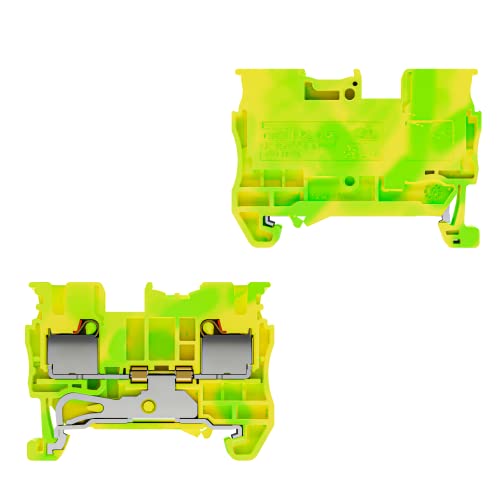בלוקים של מסוף קרקע של דינקל דין 10 יחידות דק2. 5-פ, 600 וולט, 26-12 מגה, 2 חיבור, מחבר דחיפה, צהוב ירוק, מפלס