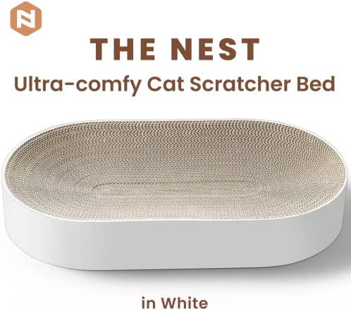 קן נובאפט - מיטת גרדן חתול בצורת אליפסה עשויה מקרטון גלי ידידותי לסביבה, לא רעיל וחסר ריח, עיצוב ידידותי לחתול