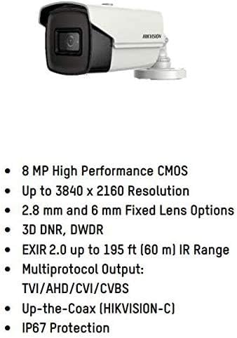 HikVision DS-2CE16U1T-IT3F 3.6 ממ 8MP EXIR EXIR חיצוני מצלמת כדורים אנלוגית חיצונית עם עדשה