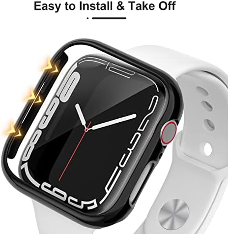 Viki Valley 3 חבילה 45 ממ Apple Watch Series 7 מגן מסך מארז תואם לסדרת Apple Watch 7, מסגרת כיסוי מגן
