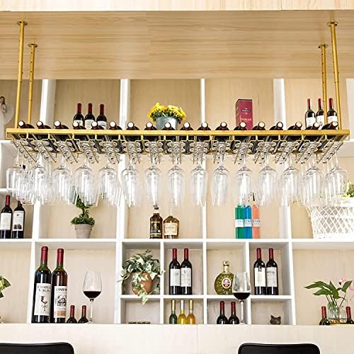 EMISOO מדף תקרה תלויה מתלה יין תלויה, מחזיק אחסון יין תצוגת וינטג