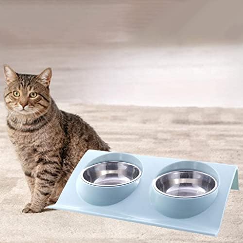 קערות מזון לחתולים יאג ' וי עם חתולים, חתלתולים, כלבים קטנים-מזין צלחות נירוסטה מוגבה נגד לחץ, כחול