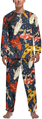 קוי קרפיון דפוס יפן סגנון גברים של פיג 'מה סט רך ארוך שרוול הלבשת לילה קלאסי טרקלין סט פיג' מה