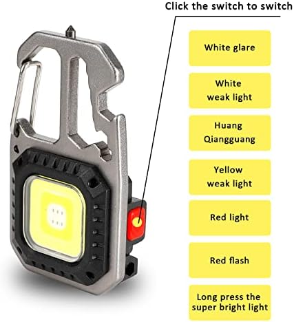 Cob מיני LED מחזיק מפתח פנס עם מתנות חצובה לחצובה לאדם הישרדות מפתח אור 6 מצבים כלים מכונאים חשמלאיים ניידים, אור