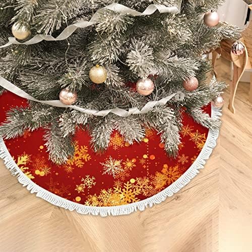 Xollar 48 אינץ 'גדול חצאית חג המולד חצאית חצאית זהב פתית שלג באדום, קישוטים לעץ חג המולד לחופשת מסיבת חורף