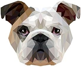 בולדוג אנגלי, לוח קרמיקה מצבה עם תמונה של כלב, גיאומטרי